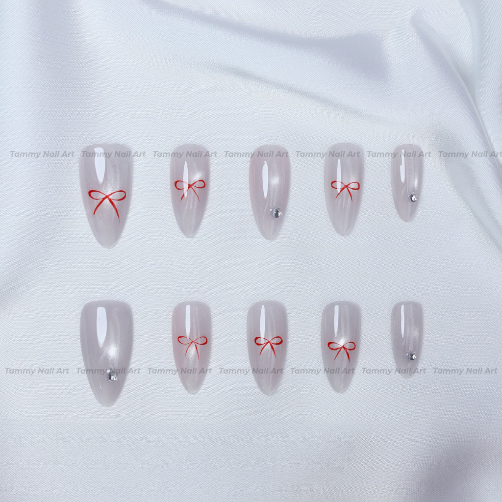 Press-on Nails Pearl Ribbon