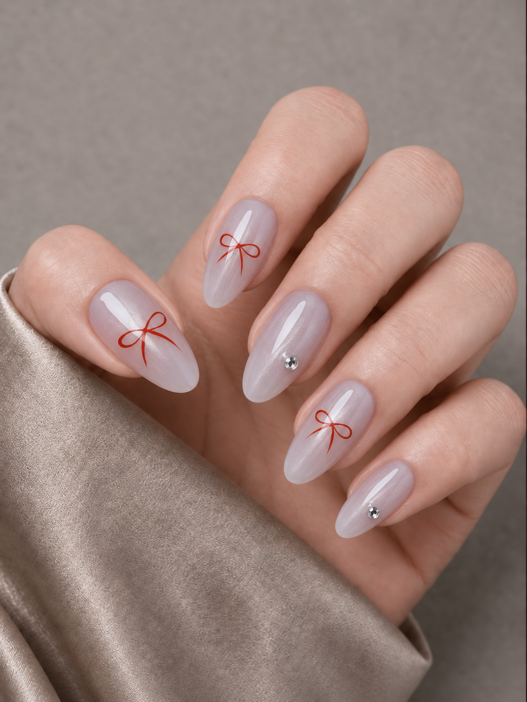 Press-on Nails Pearl Ribbon